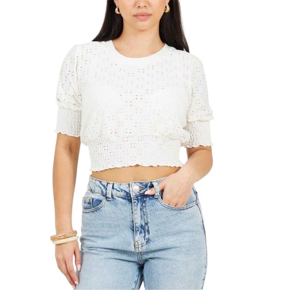 Brave Soul Womens/Ladies Shirred Top / White